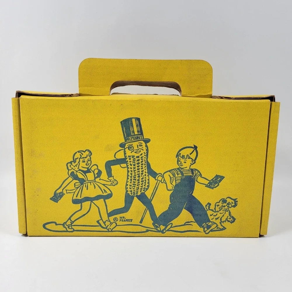 VTG Mr. Peanut Kids Yellow Cardboard School Pencil Box Planters Collectible RARE
